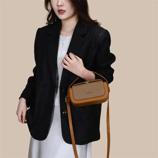 Women Trendy Square PU Leather Shoulder Bag With Detachable Strap