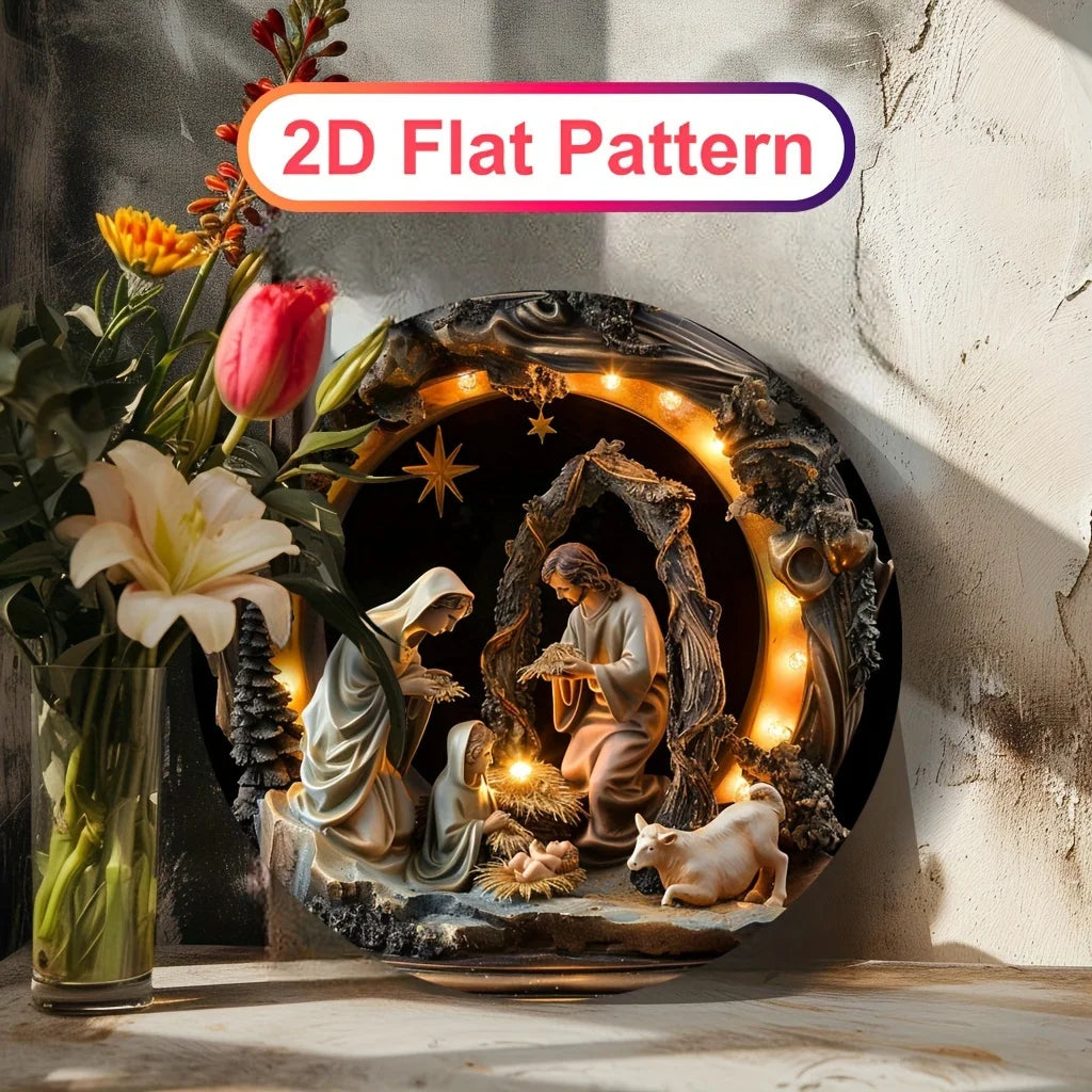 Jesus Nativity Wall Hanging 2D Acrylic Boho Religious Decor