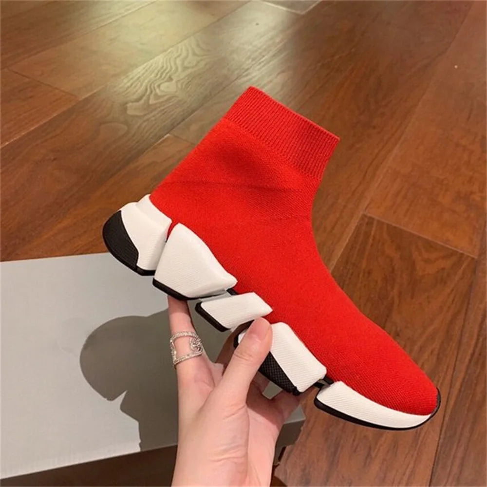 High Top Breathable Sock Sneakers Platform For Men And Women
