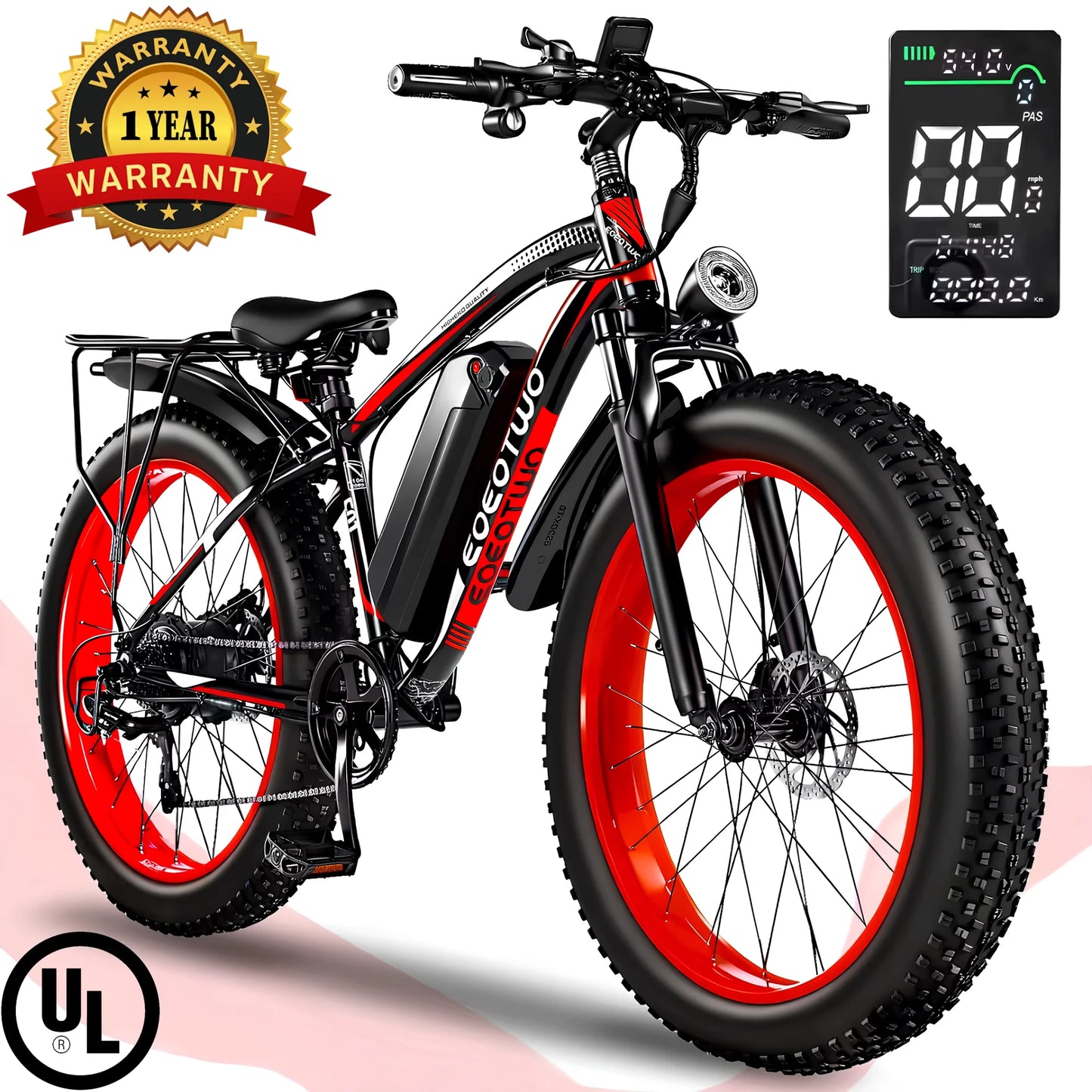 EOEOTWO E01 Electric Bike Fat Tire 1500W Peak Motor