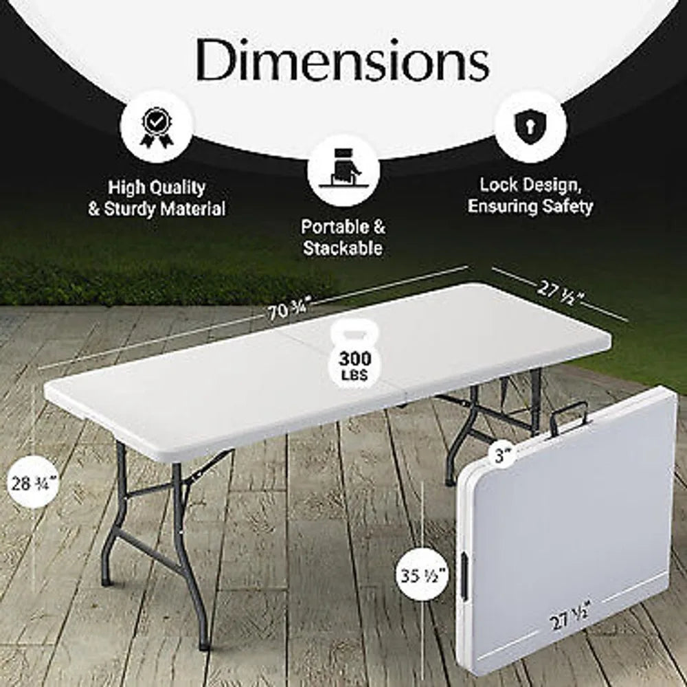 USED 4/6 Ft Plastic Folding Table - Perfect for Indoor/Outdoor Dining & Parties