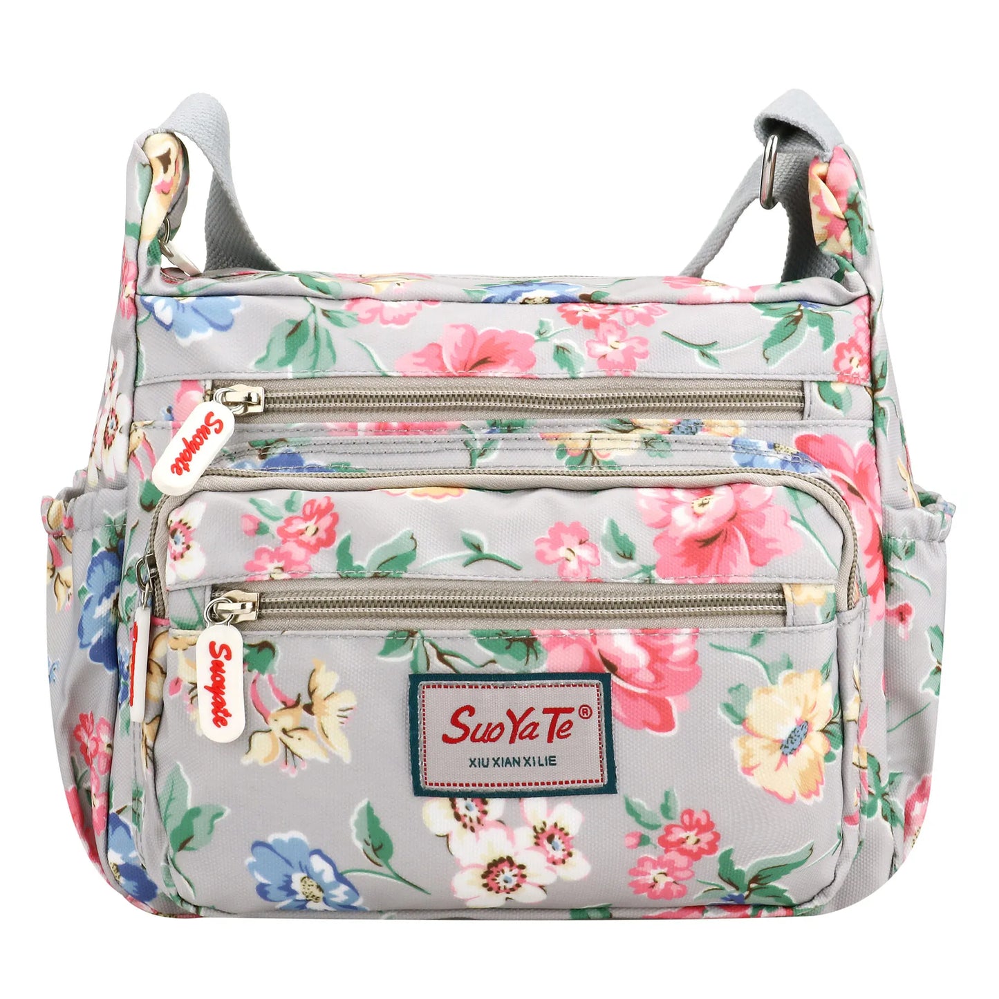 Multi Pocket Crossbody Bag For Women Waterproof Floral Pattern