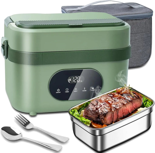 Cordless Electric Lunch Box with 18000mAh Battery, Self-Heating for Office Travel Outdoors, 1.5L Stainless Steel Container