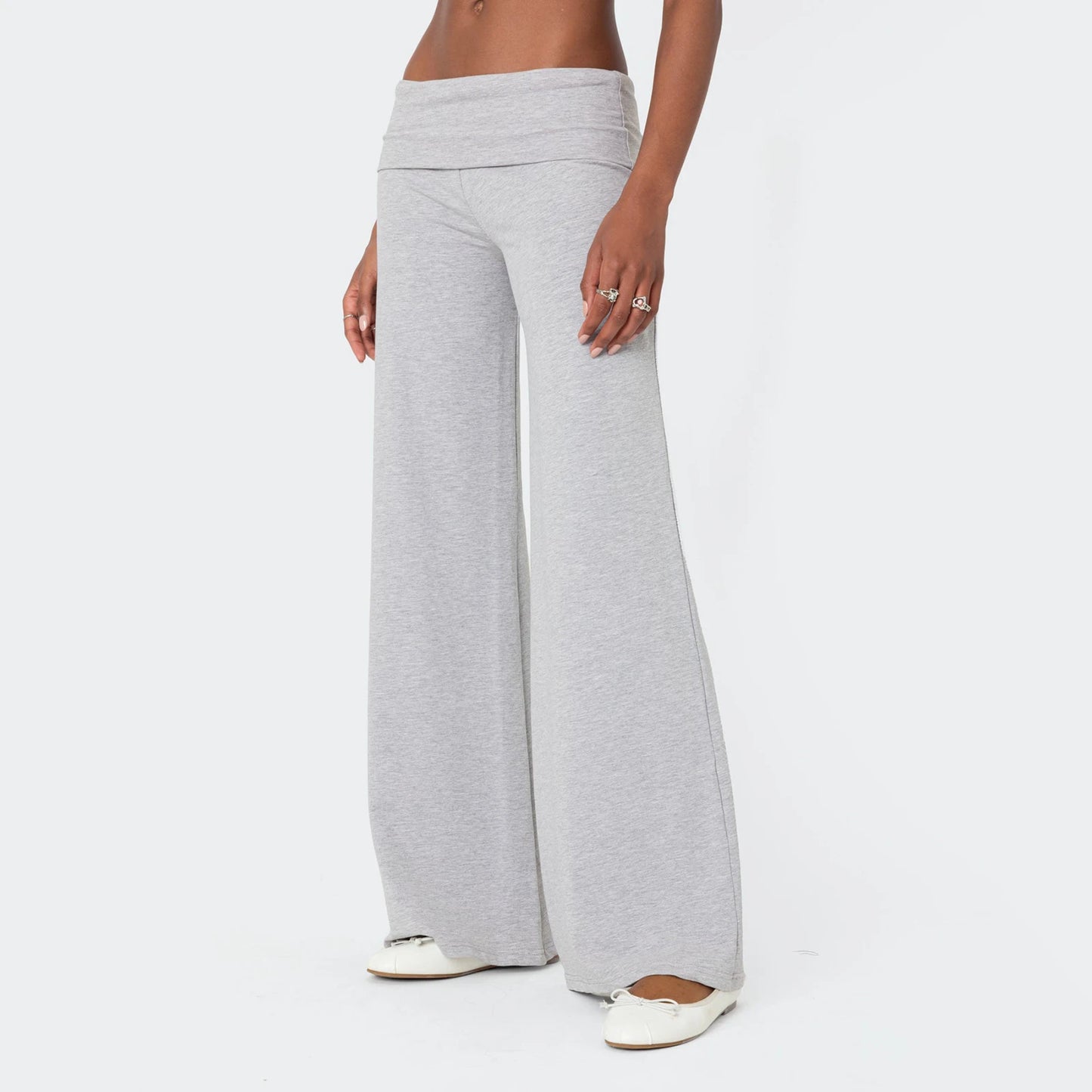 Casual Wide Leg Sweatpants for Women Fold Over Low Rise Flare Yoga Lounge Pants Back to School Clothes for Teen Girls Outfits