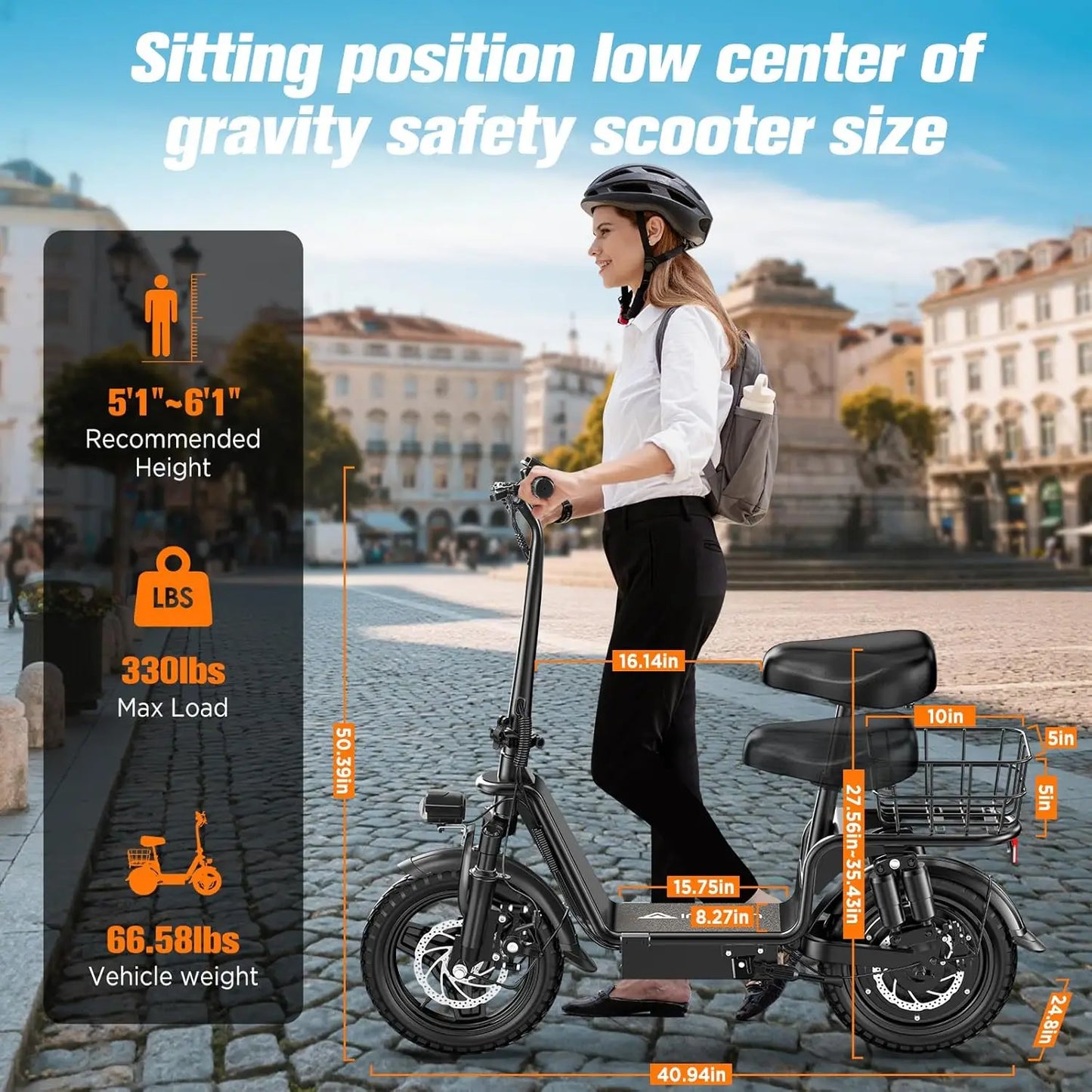 INSDRGNC14 Foldable Adult Electric Bicycle With Seat