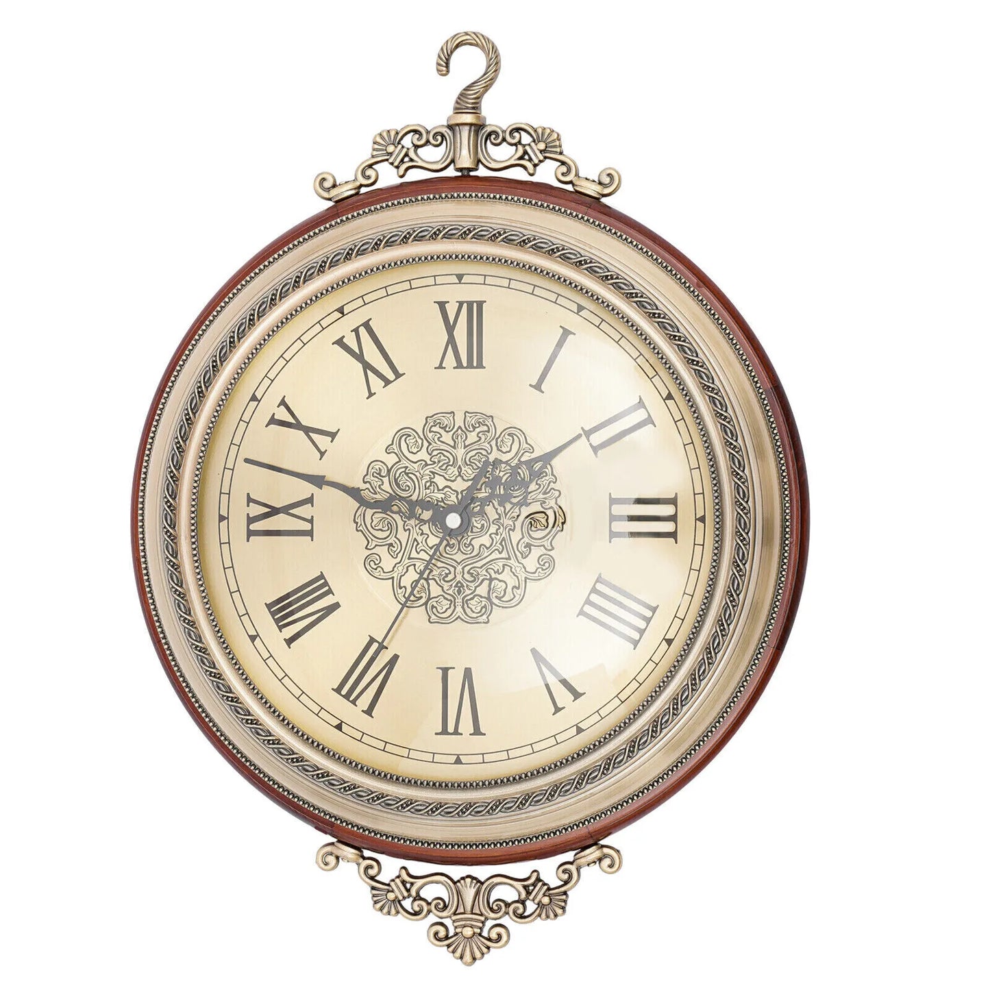 Wooden Double-Sided Wall Clock, Battery Operated, Silent Movement