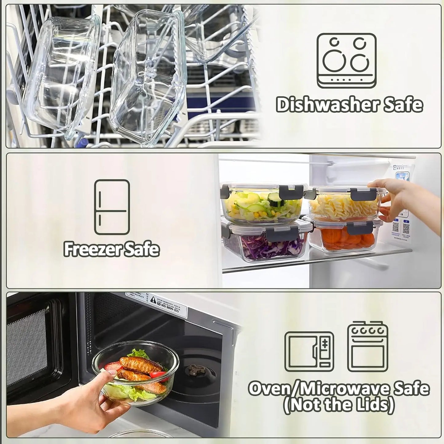 30-Piece Glass Food Storage Set with Snap Lids - Airtight, Microwave & Dishwasher Safe Meal Prep Containers