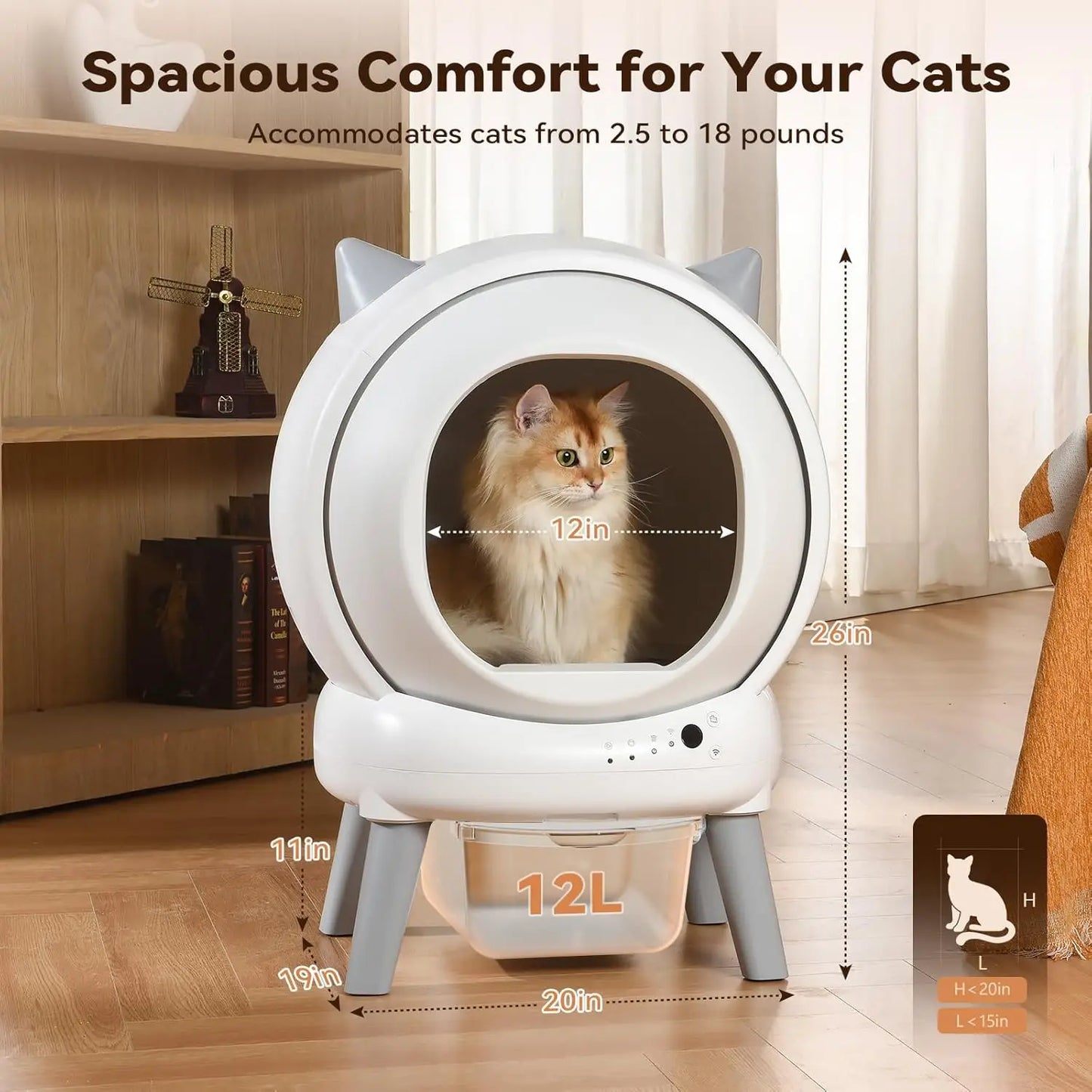 Self Cleaning Litter Box: Automatic Litter Box Self Cleaning for Multiple Cats Auto Robot with Dual Safety, Customized