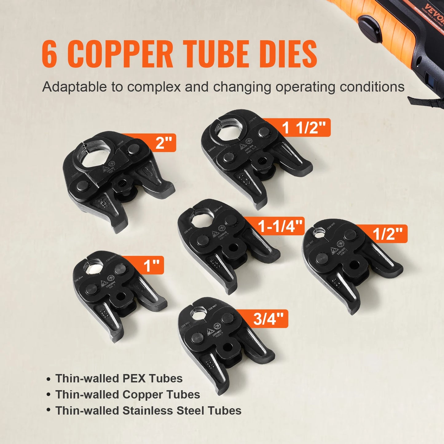 SucceBuy 18V Press Tool With 6 Jaws For Stainless Steel