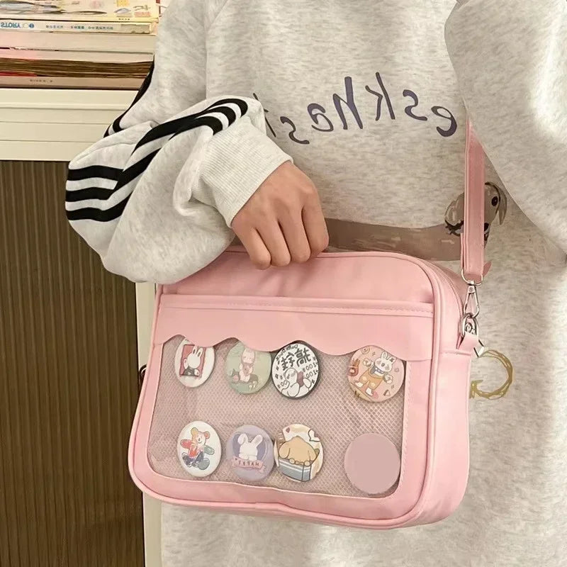 Harajuku Ita Bag For Women Japanese PU Transparent Pocket Crossbody