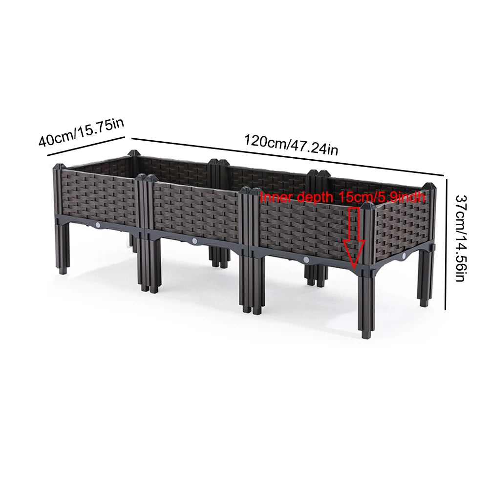 Plastic Raised Planter with Drainage Holes Planting Container with Legs Raised Bed for Gardening Vegetables Fruits Flowers Herbs