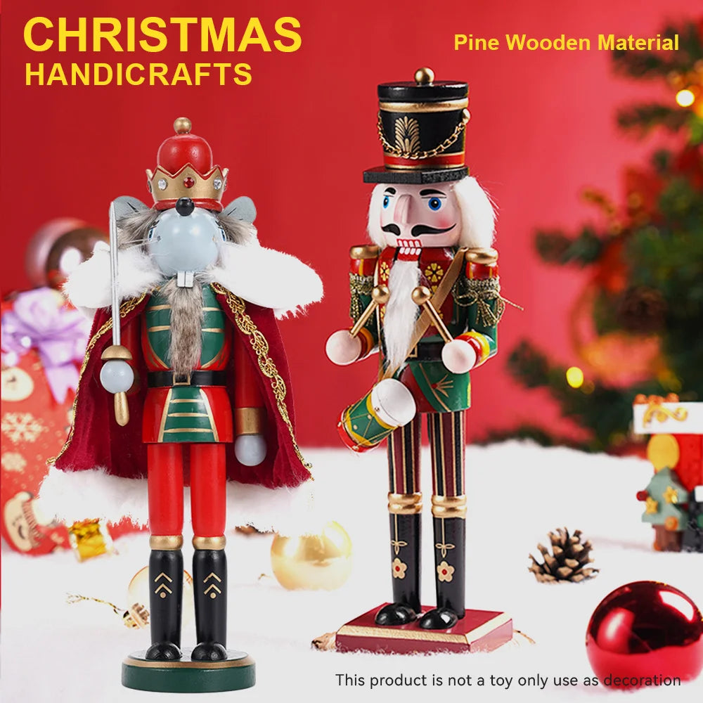 Two Piece Nutcracker Puppet Soldier Ornaments Wooden Christmas Decor