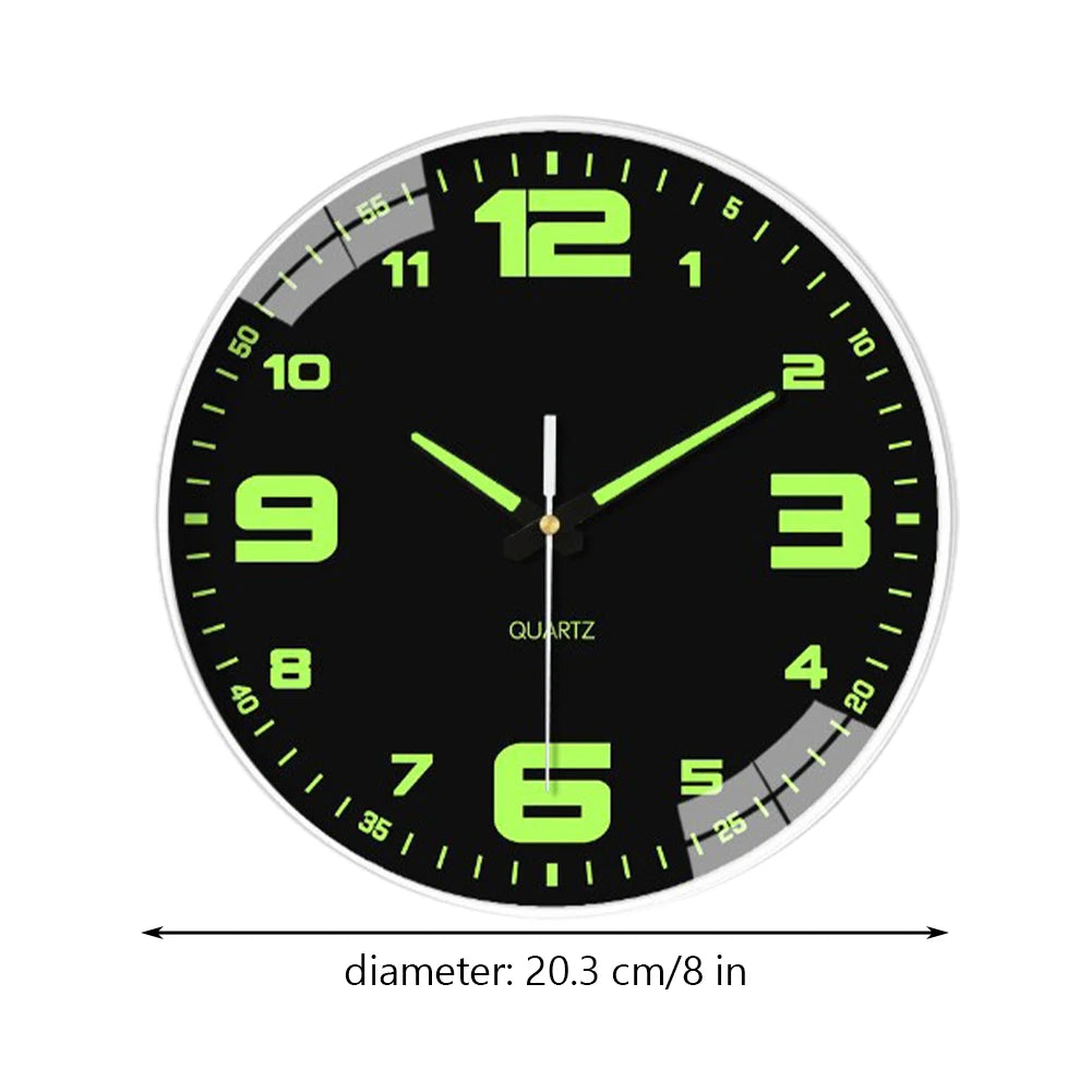 Glow Night Light Wall Clock Battery Operated Silent Modern Decor
