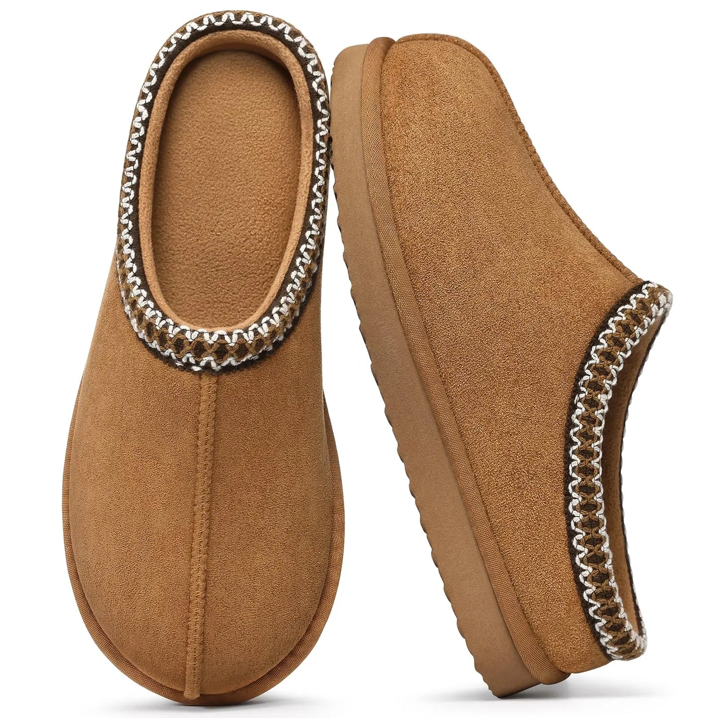 Eyriphy Size 36-37 to 48-49 Women's New Genuine Suede Slippers Winter Slip On Memory Foam Furry Shoes Comfortable Home Slippers