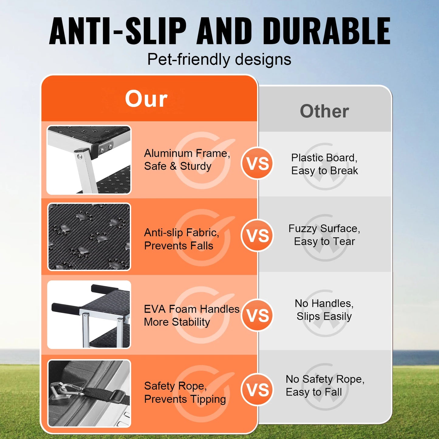 SucceBuy Lightweight Aluminum Dog Car Stair Folding Steps