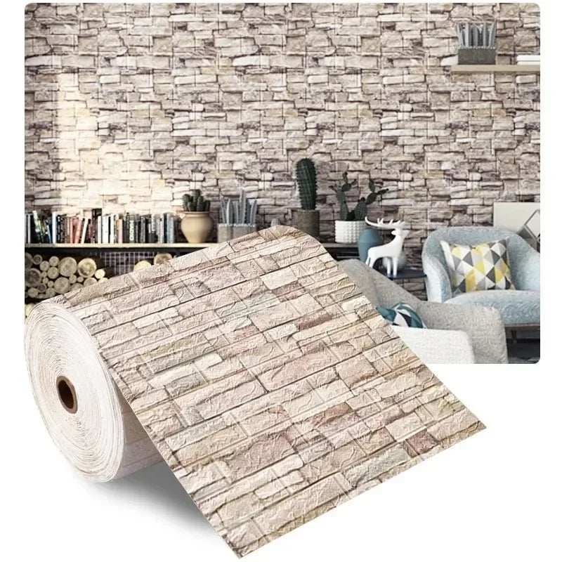 3D Self Adhesive Brick Wall Stickers Waterproof Decor Living Room