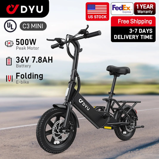 DYU C3 Electric Bicycle 500W Motor 36V 7.8Ah Battery