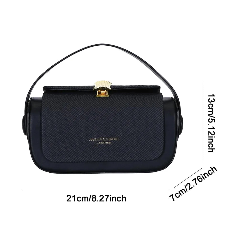 Women Trendy Square PU Leather Shoulder Bag With Detachable Strap