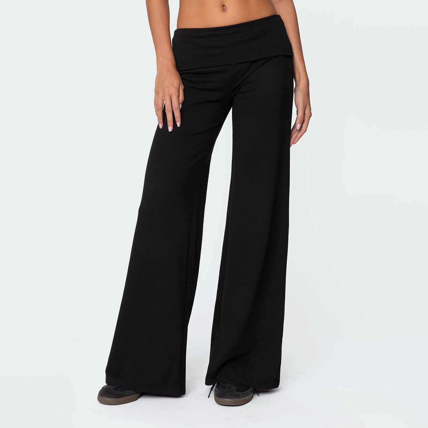 Casual Wide Leg Sweatpants for Women Fold Over Low Rise Flare Yoga Lounge Pants Back to School Clothes for Teen Girls Outfits