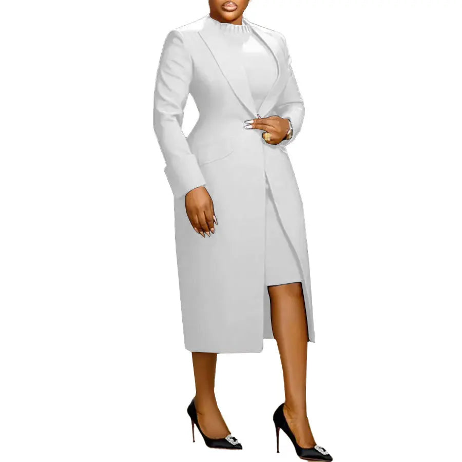 XTOCEAN Women's Set Full Sleeve Long Blazer Coat+ Long Dress Suit Winter Streetwear Two 2 Piece Set Africa OL Work Outfits