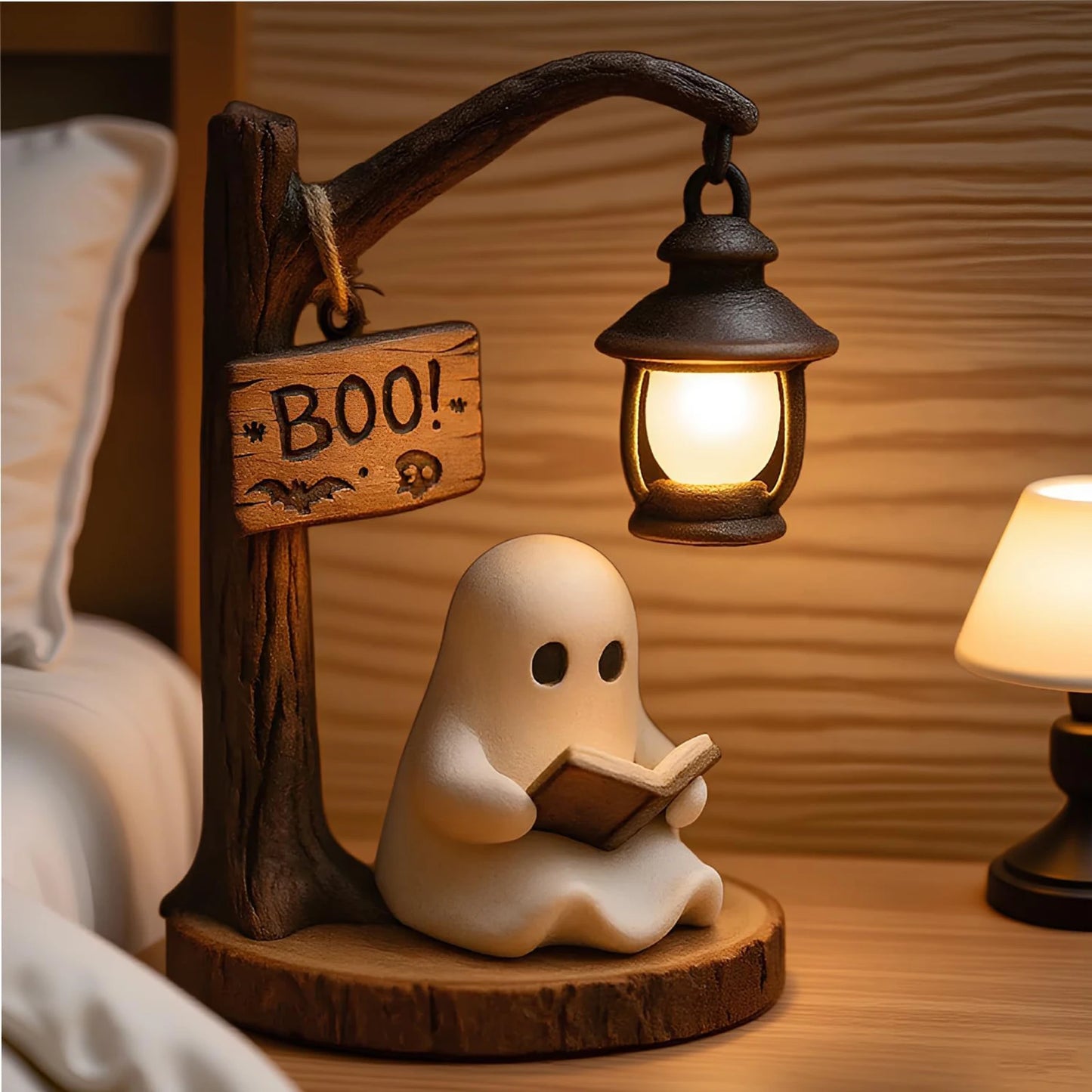 JOCESTYLE Ghost Reading Lantern 3D Resin Night Light Halloween Decor