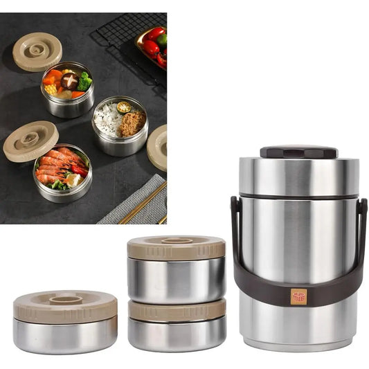Wide Mouth Lunch Box, 2000ml 3-Layer Stackable Insulated Food Container Reusable Leak Proof Soup Food Jar for Warm/Cool Food Dai