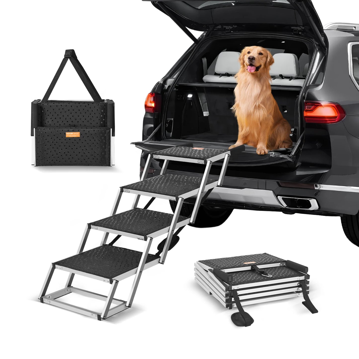SucceBuy Lightweight Aluminum Dog Car Stair Folding Steps