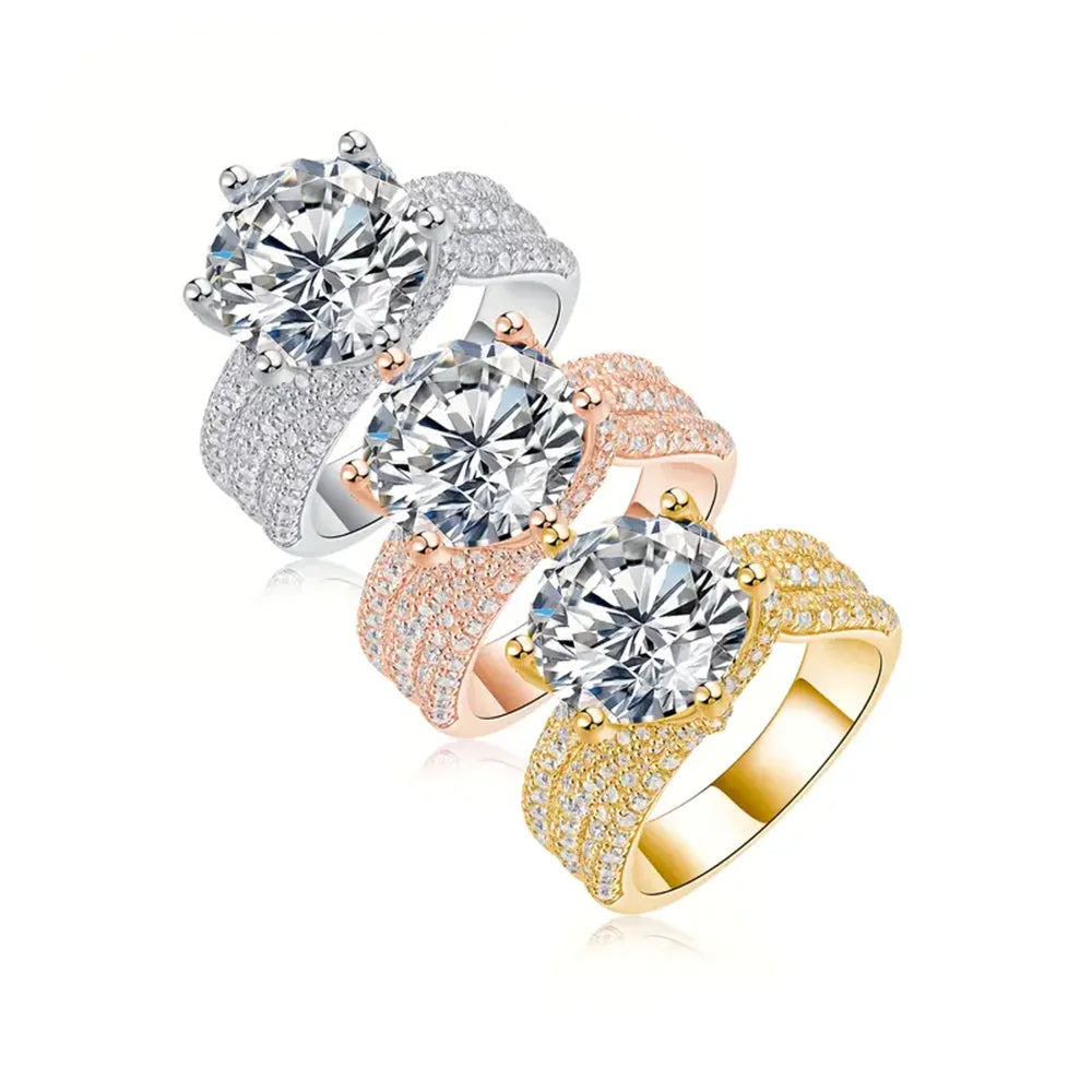 Moissanite S925 Ring 18K Gold Plated Jewelry For Women
