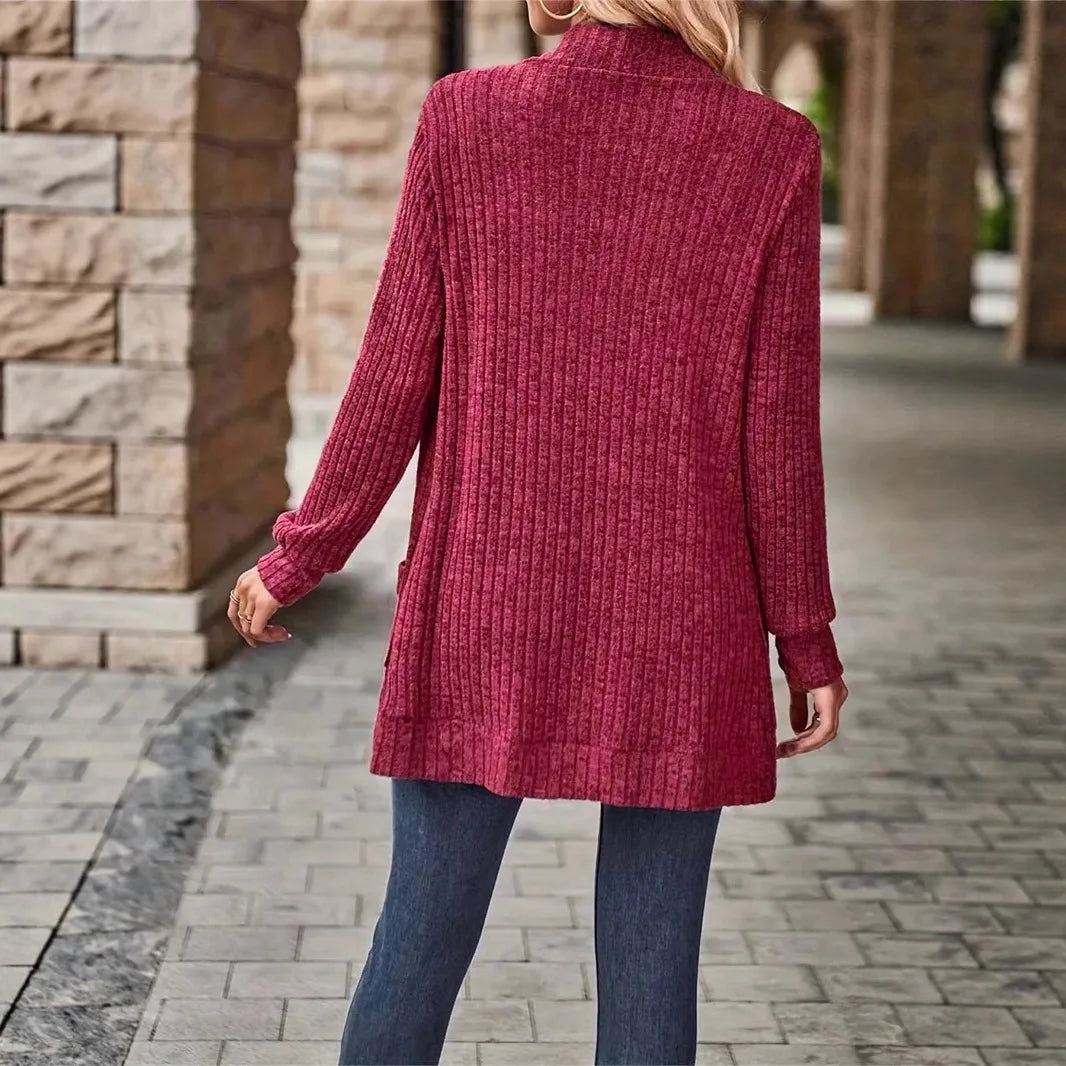 Women's Brushed Patchwork Casual Long Sleeve Cardigan