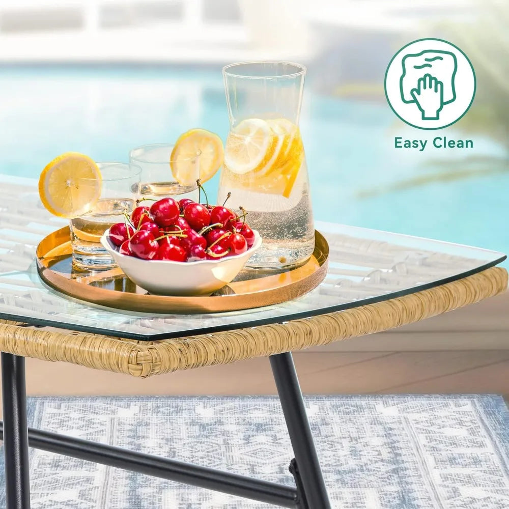 XMSJ 4-Piece Patio Wicker Bistro Set Outdoor All-Weather